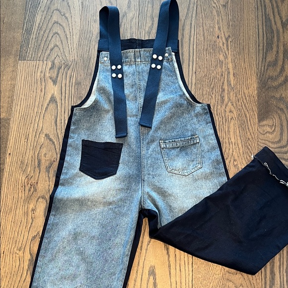 Stylish Denim Overalls with Navy Accents - Picture 1 of 5